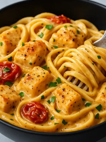 How To Make Amazing Marry Me Chicken Pasta 2 Creamy Marry Me Chicken Pasta topped with parmesan cheese and fresh basil in a bowl